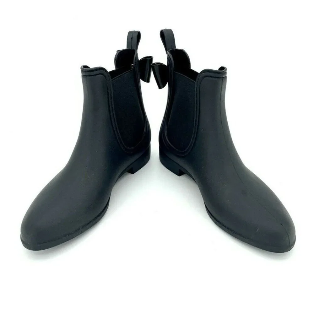 Catherine Malandrino Boots Matte Bow Chelsea Rain Rubber Boots SZ 8 NEW